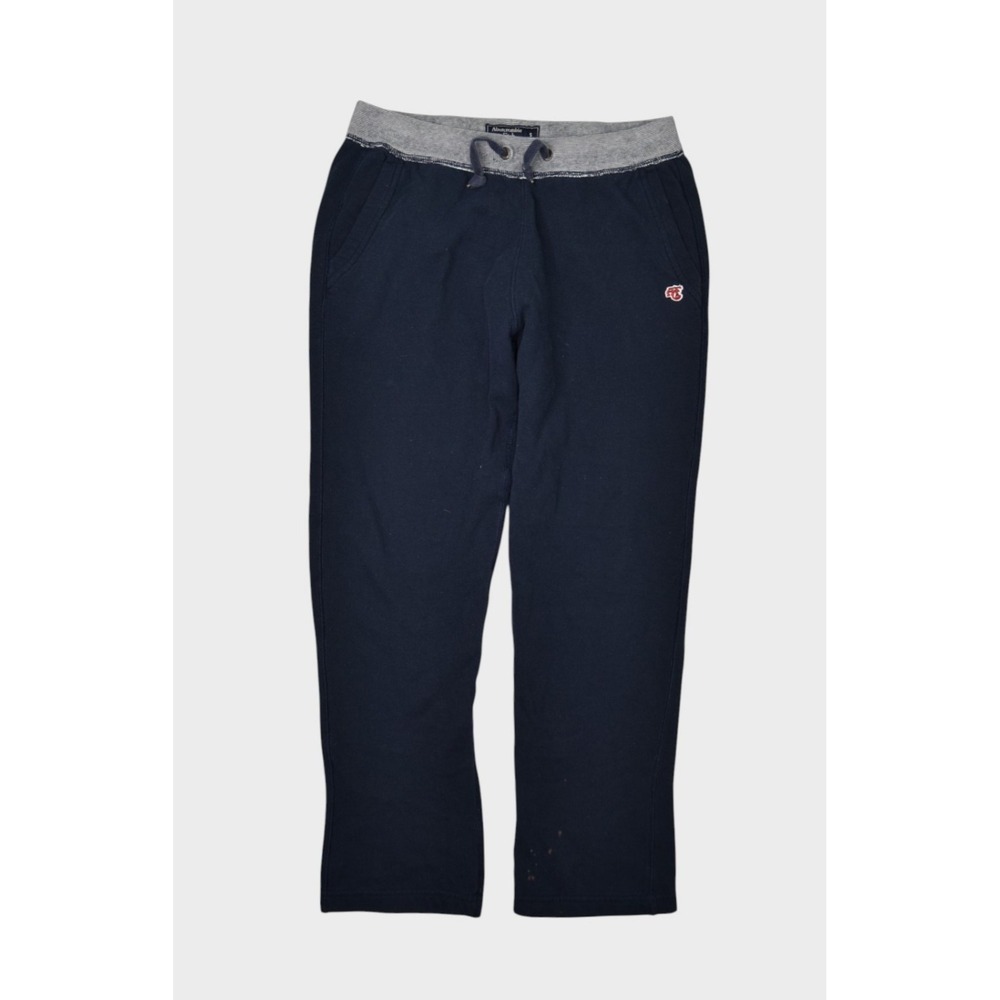 Abercrombie & Fitch Sweatpants Mens Small Navy Fleece Warm Up Cotton Blend Logo